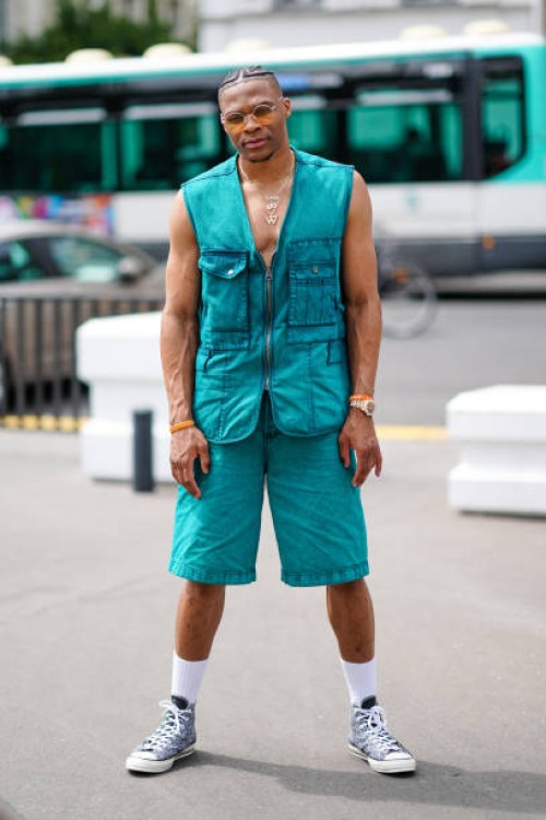 Russell Westbrook is seen, outside Acne Studios, during Paris Fashion Week - Menswear Spring/Summer 2020, on June 19, 2019 in Paris, France.