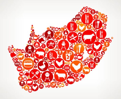 südafrika barbecue party symbol muster hintergrund - junk food stock-grafiken, -clipart, -cartoons und -symbole