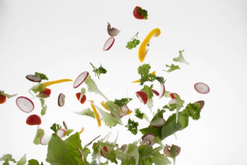 salad against a white background - food stockfoto's en -beelden