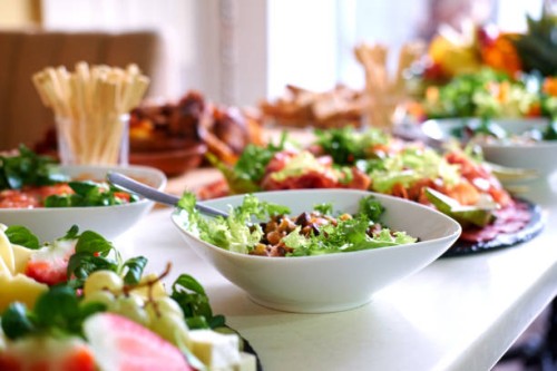 salads and snacks on a table - food stock pictures, royalty-free photos & images
