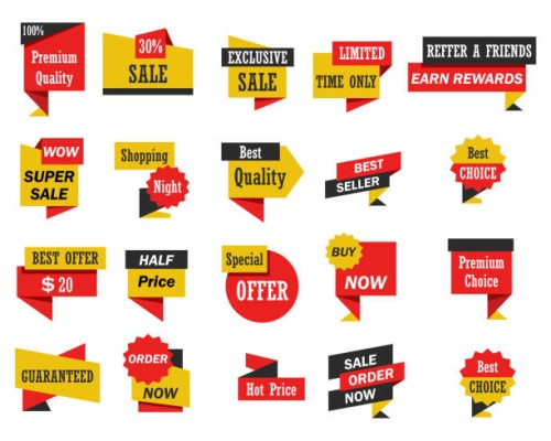 satz von aufkleber und banner - fashion stock-grafiken, -clipart, -cartoons und -symbole