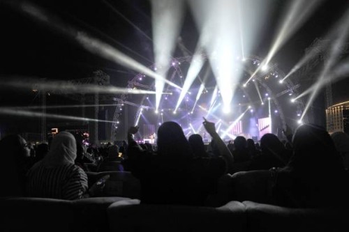 Saudi women attend a concert by Egyptian pop sensation Tamer Hosny in the western city of Jeddah on March 30, 2018. - Thousands of fans were taken by...
