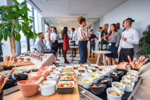 savory and sweet gourmet food at corporate office party - food stock pictures, royalty-free photos & images