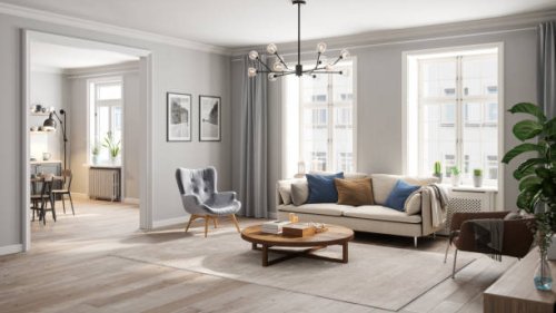 scandinavian style cozy living room interior - home decoration stock pictures, royalty-free photos & images