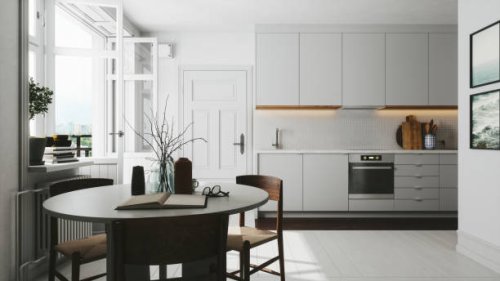 scandinavian style kitchen - home decoration stock pictures, royalty-free photos & images