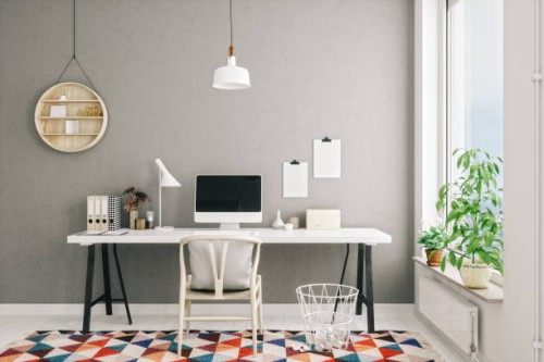 scandinavian style modern home office interior - home decoration stock pictures, royalty-free photos & images