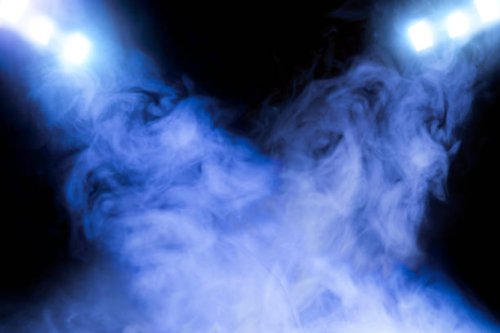 scene, blue stage lighting with gold colored spotlights and blue smoke - concert stock pictures, royalty-free photos & images