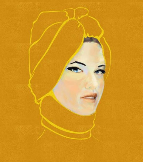 scenic fashion closeup portrait of a women in a bright decorative scarf - fashion stock illustrations