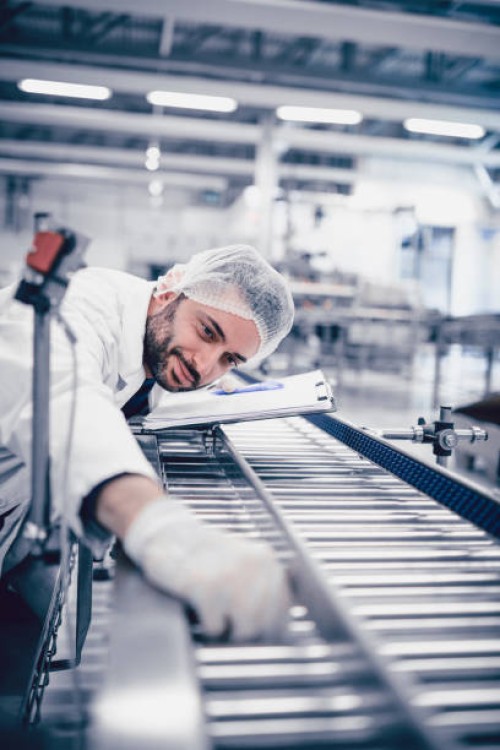 scientist writing on clipboard and working on production line - food stock pictures, royalty-free photos & images
