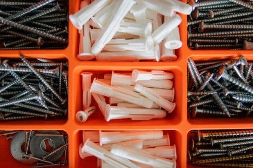 screws and wall plugs - home decoration stock pictures, royalty-free photos & images