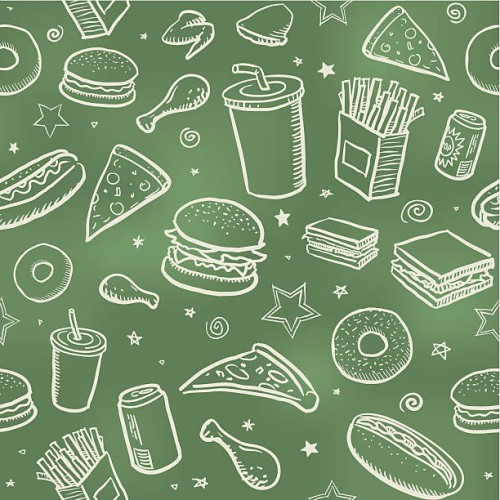 seamless fast food background - food stock illustrations