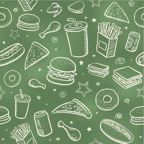 seamless fast food background - junk food stock illustrations
