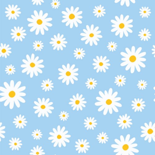 seamless pattern with daisies on a blue background. stock illustration - garden decoration stock illustrations