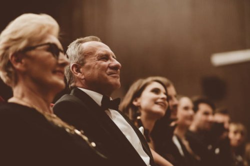 senior people watching theatrical performance - concert stock pictures, royalty-free photos & images