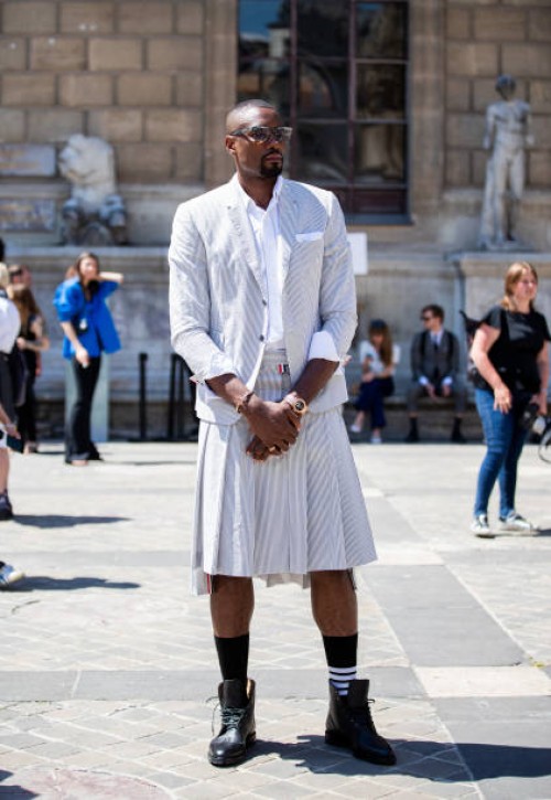 Serge Ibaka is seen outside Thom Browne during Paris Fashion Week - Menswear Spring/Summer 2020 on June 22, 2019 in Paris, France.