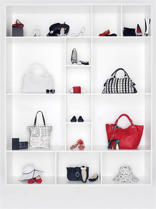 shelves filled with women's accessories - fashion stock pictures, royalty-free photos & images