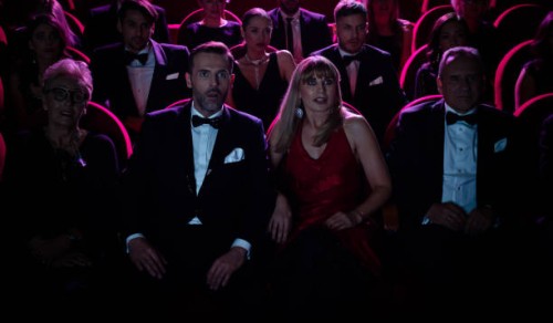 shocked mature couple watching opera in theater - concert stock pictures, royalty-free photos & images