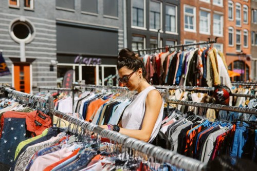 shopping in the amsterdam open market - fashion stock pictures, royalty-free photos & images