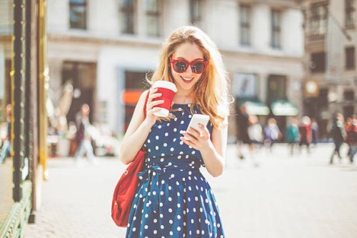 shopping woman in the city - junk food stock pictures, royalty-free photos & images