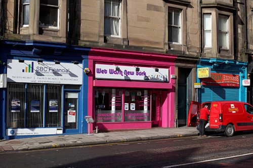 shops on dalkeith road, edinburgh - junk food stock pictures, royalty-free photos & images