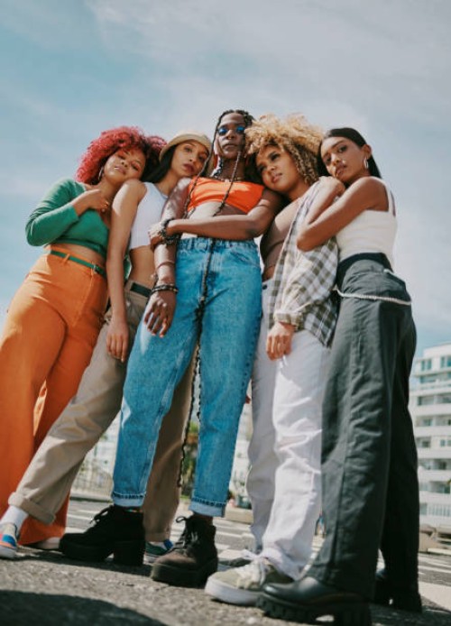 shot of a group of friends spending a day in the city - fashion stock pictures, royalty-free photos & images