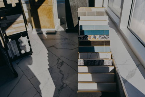 showroom display with variation of tiles - home decoration stock pictures, royalty-free photos & images