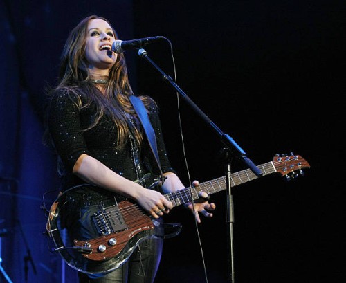 Singer and songwriter Alanis Morissette performs at the Staples Center on March 16, 2008 in Los Angeles, California.