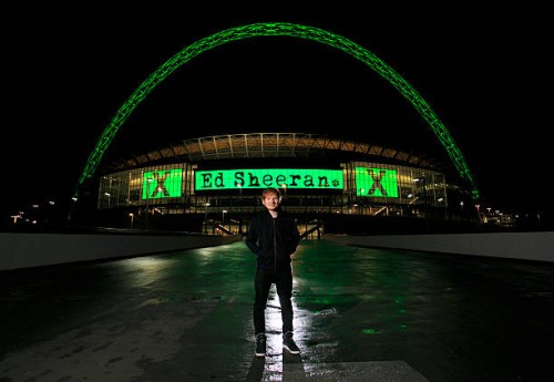 Singer Ed Sheeran poses before announcing his huge headlining show for Friday 10 July 2015 as part of his 'X' world tour at Wembley Stadium, on...