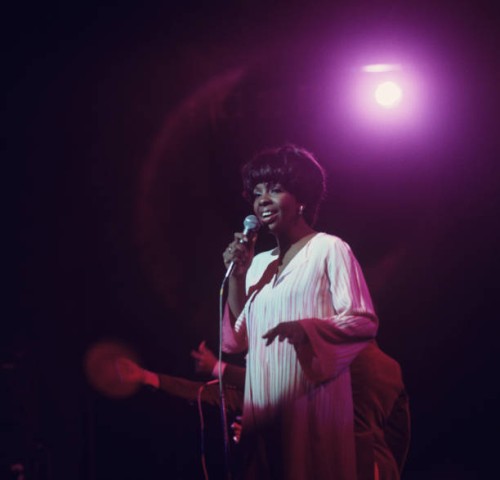 Singer Gladys Knight performs on stage at the New Victoria Theatre in London, England in January 1977.