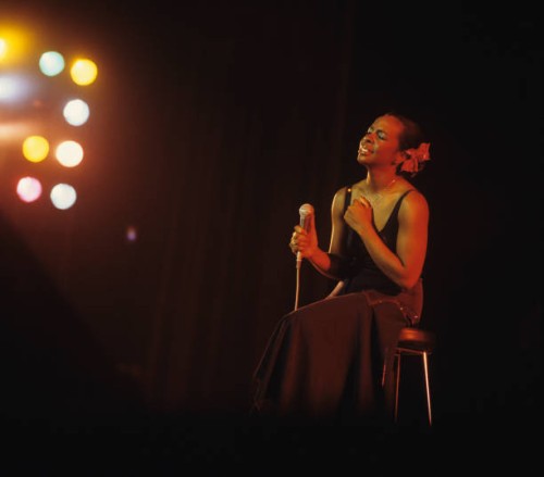 Singer Gladys Knight performs on stage in the 1970's.