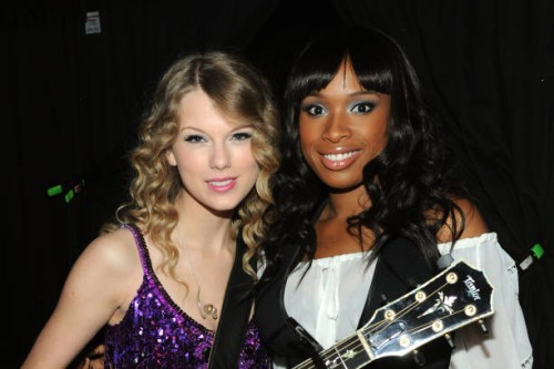 Singers Taylor Swift and Jennifer Hudson pose backstage during Brooks & Dunn's The Last Rodeo Show at the MGM Grand Garden Arena on April 19, 2010 in...