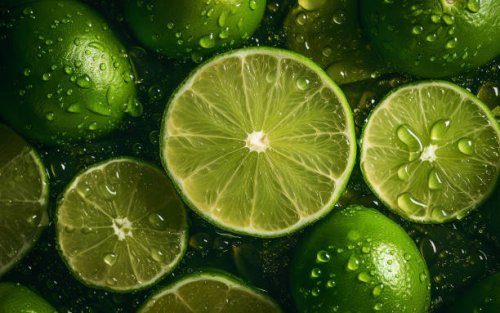 sliced limes showered with water - food stock pictures, royalty-free photos & images