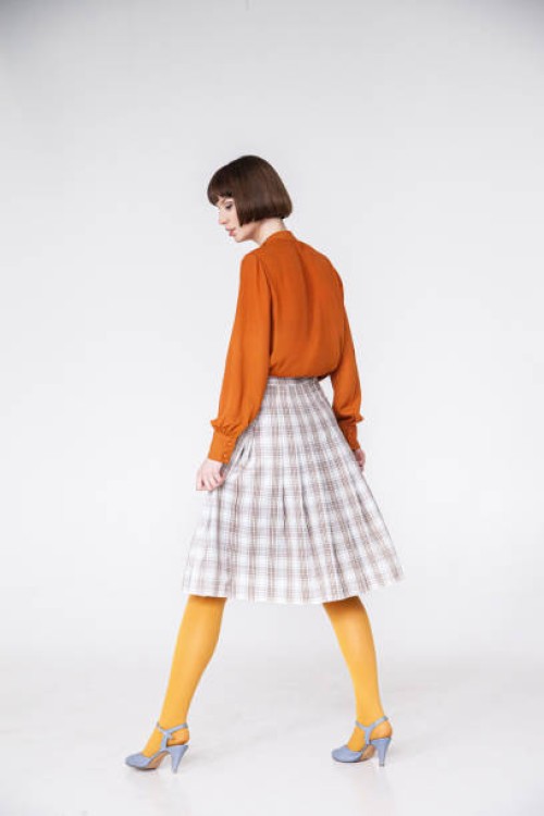 slim model in colorful retro outfit - fashion stock pictures, royalty-free photos & images