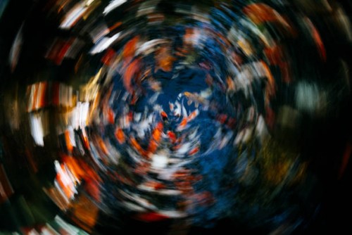 slow speed shutter technic movement of japanese koi (carp)fish inside the pond with darkening background - garden decoration stock pictures, royalty-free photos & images