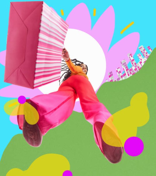 smiling woman going shopping - fashion stock pictures, royalty-free photos & images