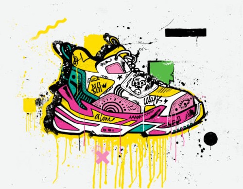 sneaker pop art - fashion stock illustrations