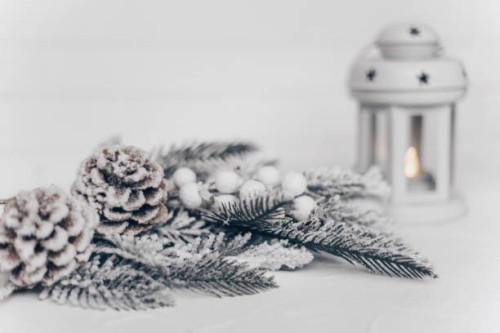 snowy christmas branch and white lantern - home decoration stock pictures, royalty-free photos & images