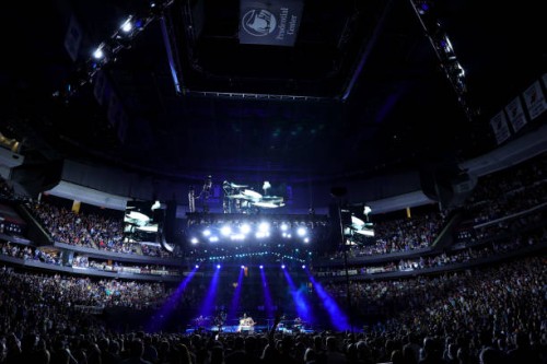 Sold-out crowd watches Bruce Sprinsteen perform at Prudential Center on April 14, 2023 in Newark, New Jersey.