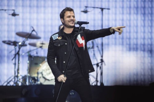 Spanish singer Dani Martin performs in concert at Palau Sant Jordi on November 13, 2021 in Barcelona, Spain.