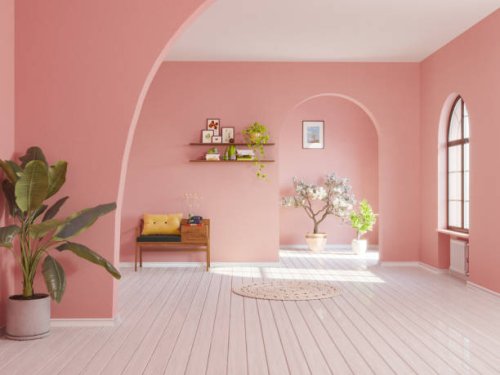 spanish villa in retro-style pink - home decoration stock pictures, royalty-free photos & images