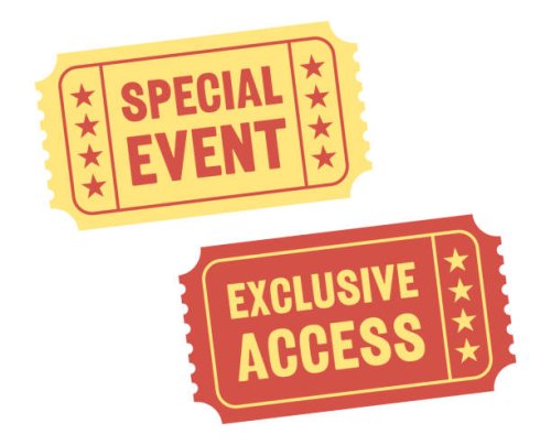 special event exclusive access red yellow tickets - concert stock illustrations