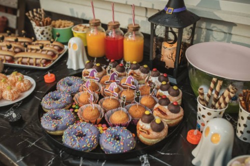 spooky food for halloween - garden decoration stock pictures, royalty-free photos & images