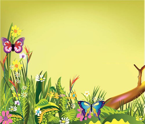 spring meadows background - garden decoration stock illustrations