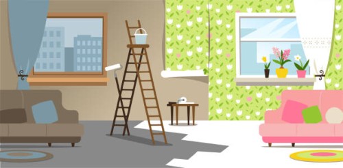 spring renovation - home decoration stock illustrations