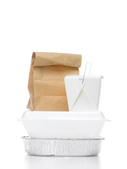 stacked take-out containers - junk food stock pictures, royalty-free photos & images