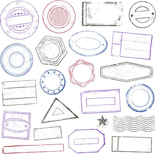 stamps set - travel stock illustrations