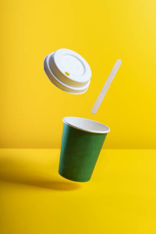 still life take away coffee cup on colorful paper background - junk food stock pictures, royalty-free photos & images