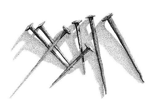 stipple illustration of old hand forged nails - nails art photos et images de collection