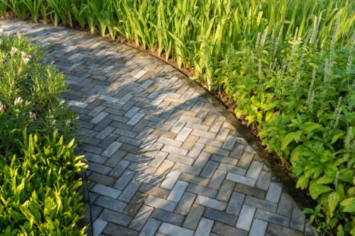 stone tile walkway on the outdoor lawn . decorate your garden. - garden decoration stock pictures, royalty-free photos & images