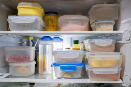 storing food in plastic boxes in refrigerator - food stock pictures, royalty-free photos & images